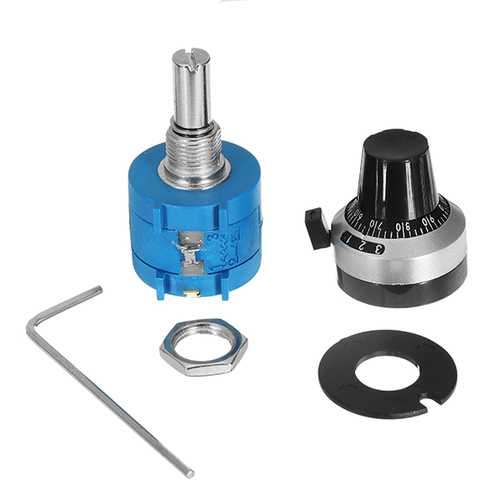 5pcs 3590S-2-502L 5K Ohm 2W Multi Turn Precision Potentiometer With 10 Turns Counting Dial Rotary Knob Set Adjustable Resistor Error 5%