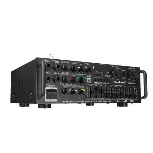 Sunbuck AV-MP326BT 220V 800W 4 ohm 2CH EQ bluetooth Stereo Amplifier Support USB Disk SD Card