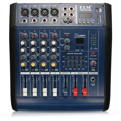 EL M PMX402D-USB 48V 4 Channel USB KTV Karaoke Audio Stage Mixer With Power Amplifier