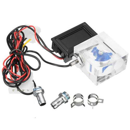 LED Thermometer 3 Way FlowMeter For Water Cooling Liquid Cooler System With 2 Barbs