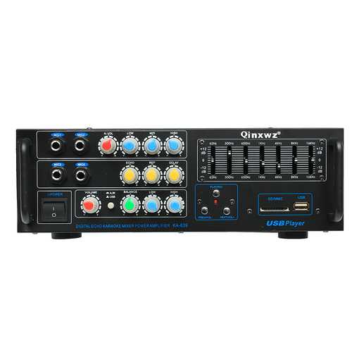 Qinxwz KA-639 Professional Home Audio 1200 Watt Stereo Power Amplifier Support USB SD Card