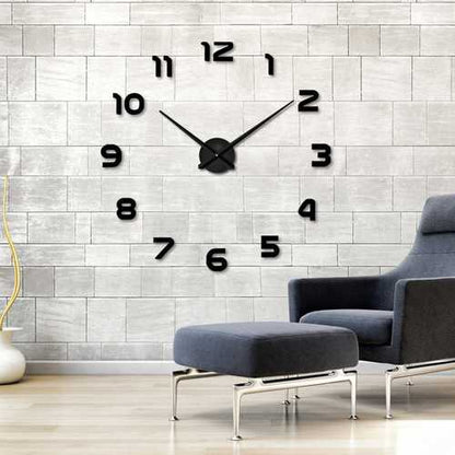 3D Frameless Wall Clock Modern Mute Large Mirror Surface DIY Room Home Office Decorations
