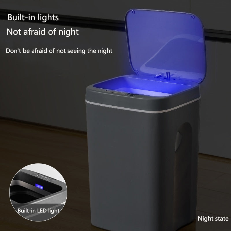 12L Smart Trash Can Automatic Induction Infrared Motion Sensor Dustbin Home Kitchen Bathroom Waste Garbage Bin