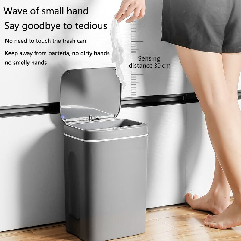 12L Smart Trash Can Automatic Induction Infrared Motion Sensor Dustbin Home Kitchen Bathroom Waste Garbage Bin