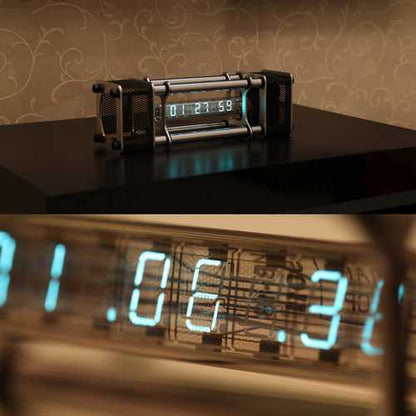 Assembled IV-18 Fluorescent Tube Clock 6 Digital Display Aluminum Alloy Energy Pillar With Remote Control