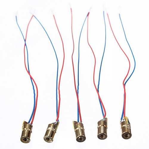 50 pcs DC 5V 5mW 650nm 6mm Laser Dot Diode Module Red Copper Head Tube