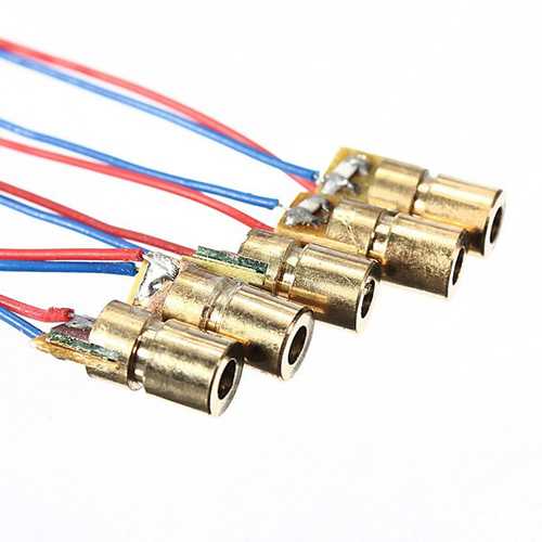 50 pcs DC 5V 5mW 650nm 6mm Laser Dot Diode Module Red Copper Head Tube