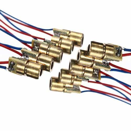 50 pcs DC 5V 5mW 650nm 6mm Laser Dot Diode Module Red Copper Head Tube