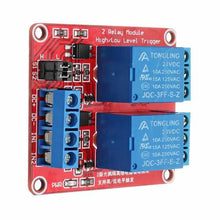Cargar imagen en el visor de la galería, 24V 2 Channel Level Trigger Optocoupler Relay Module Power Supply Module Geekcreit for Arduino - products that work with official Arduino boards
