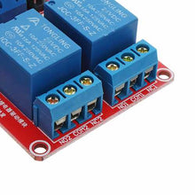 Cargar imagen en el visor de la galería, 24V 2 Channel Level Trigger Optocoupler Relay Module Power Supply Module Geekcreit for Arduino - products that work with official Arduino boards
