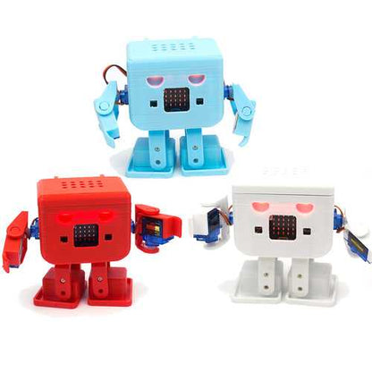 KittenBot? OTTO Robot 8-Way Servo DIY Kit Blue/Orange/White Color with Micro:bit & Robotbit Expansion Board/8Pcs Servos Support Graphical Programming