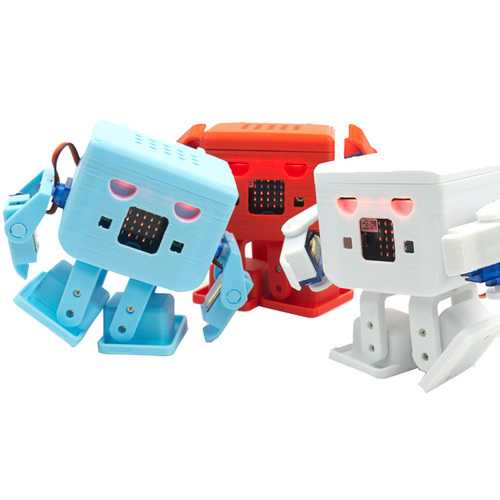 KittenBot? OTTO Robot 8-Way Servo DIY Kit Blue/Orange/White Color with Micro:bit & Robotbit Expansion Board/8Pcs Servos Support Graphical Programming
