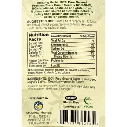Amazing Herbs - Black Seed Ground Seed - 16 oz