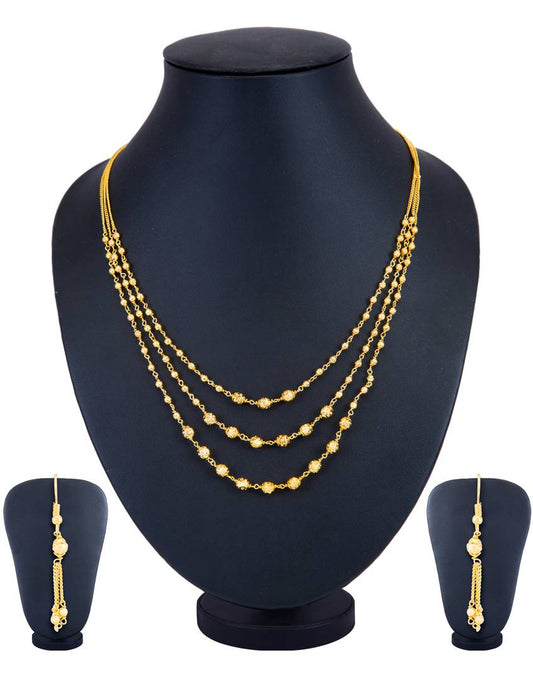 Classic 3 String Gold Plated Necklace Set