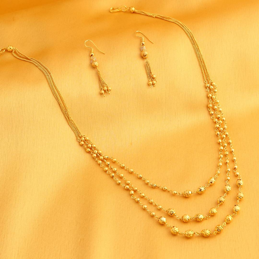 Classic 3 String Gold Plated Necklace Set