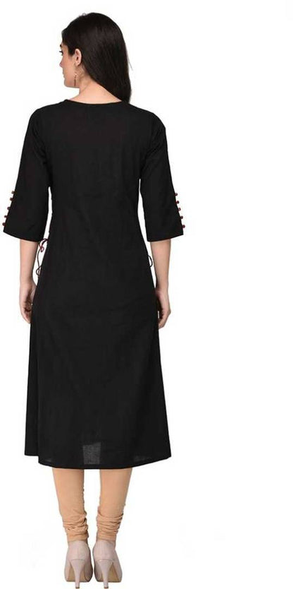  Women Printed A-line Kurta (Red, Black)