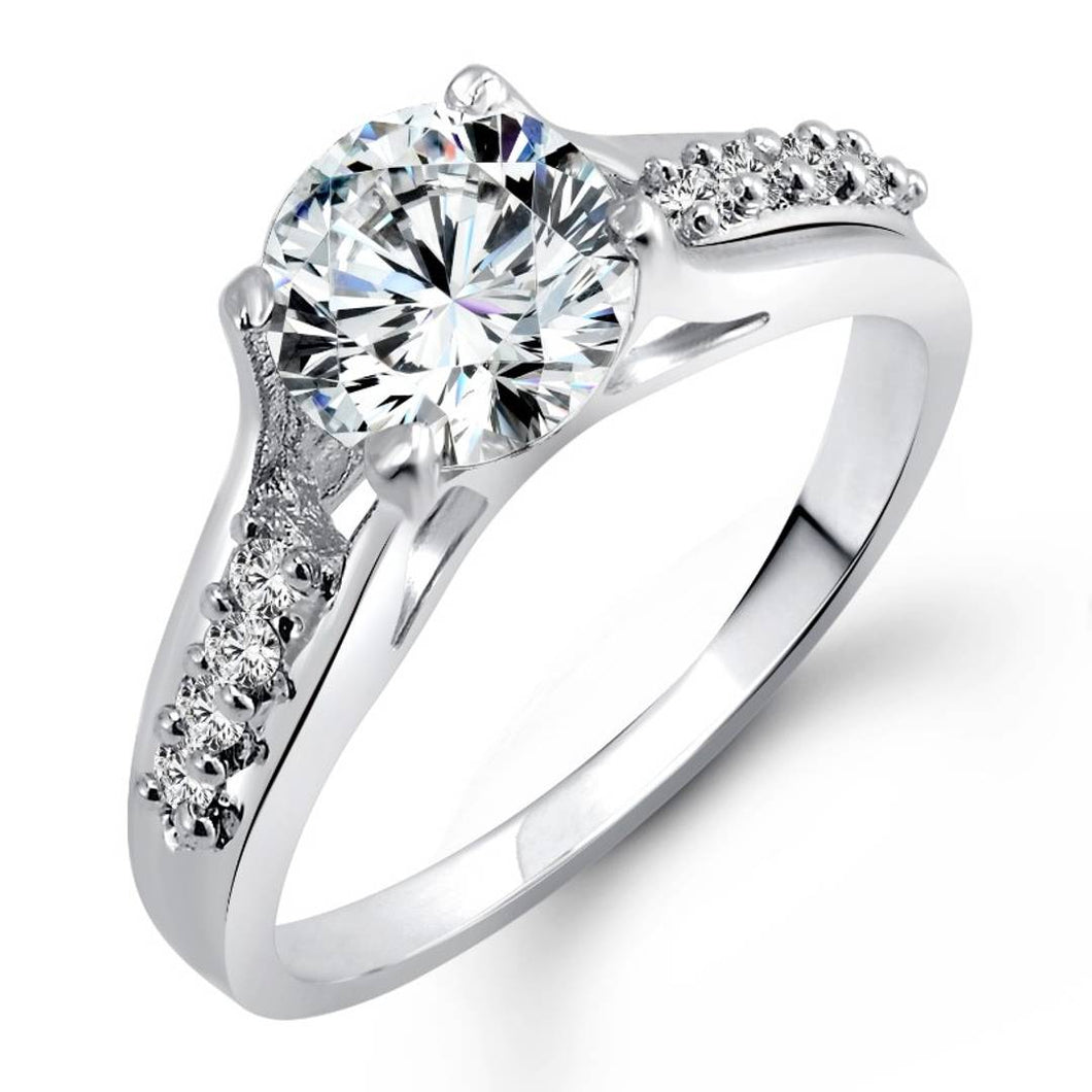 Engagement (CZ) Rhodium Plated Alloy Ring for Women