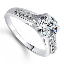 Charger l&#39;image dans la galerie, Engagement (CZ) Rhodium Plated Alloy Ring for Women
