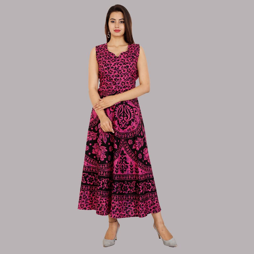 Multicoloured Cotton A-Line Printed Kurti