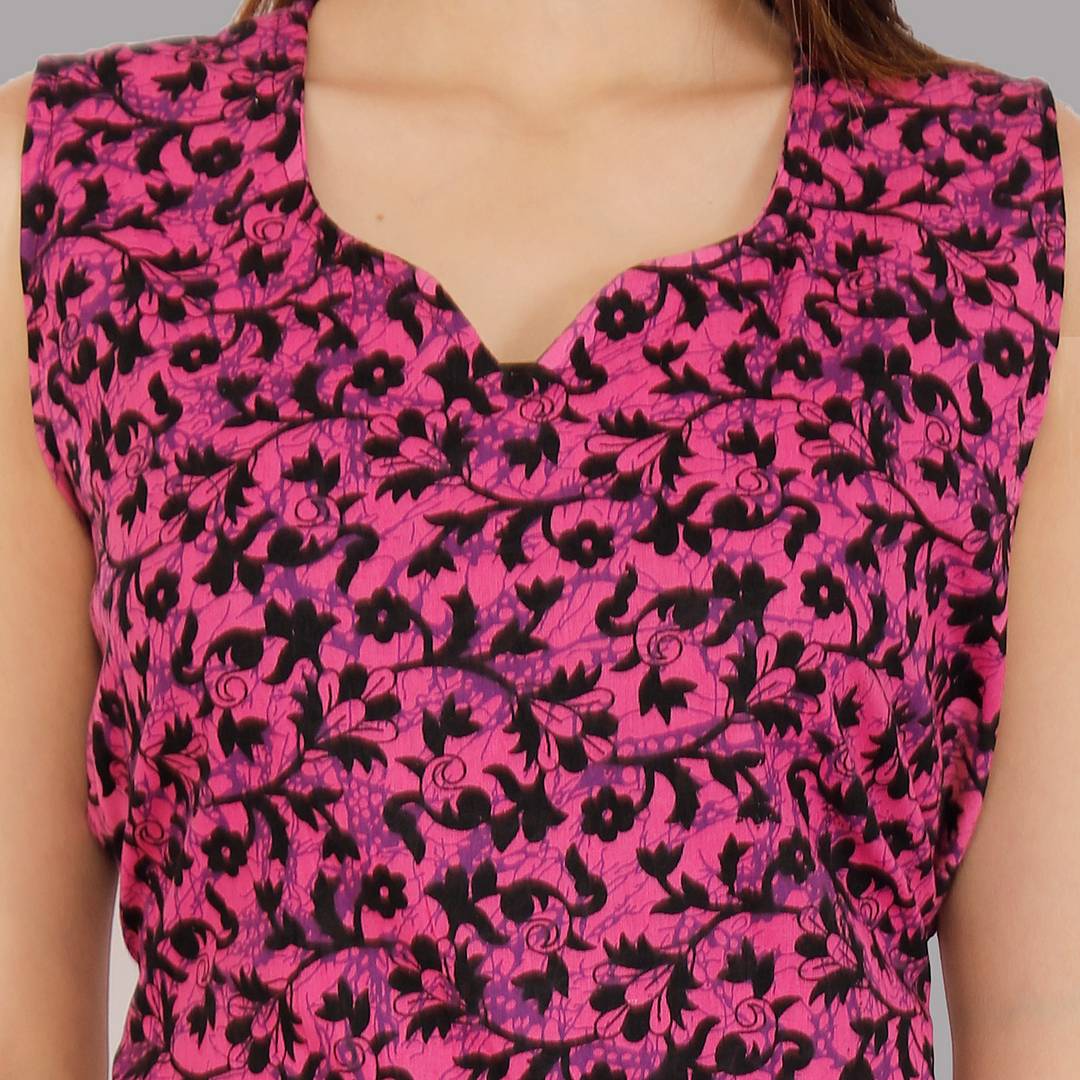 Multicoloured Cotton A-Line Printed Kurti