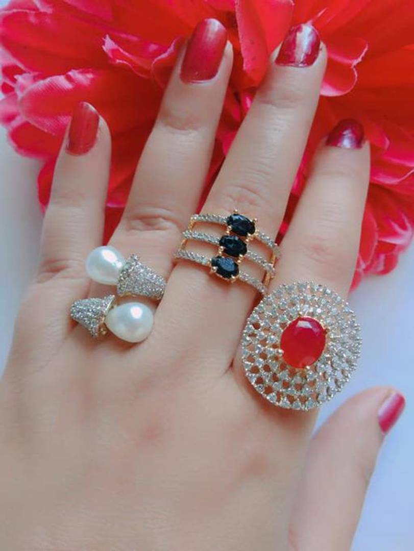 Trendy American Diamond Women's Finger Ring combo set