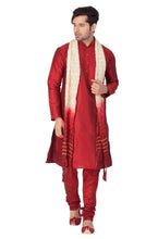 将图片加载到图库查看器，Men&#39;s Maroon Cotton Silk Kurta Sets
