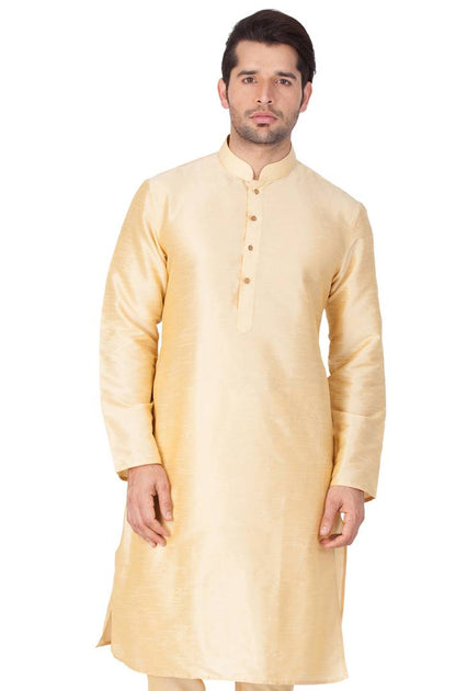 Men's Golden Cotton Silk Kurta