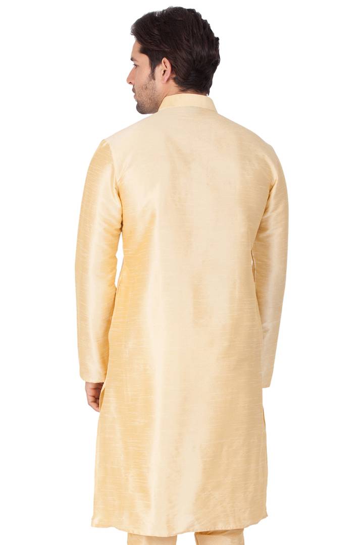 Men's Golden Cotton Silk Kurta