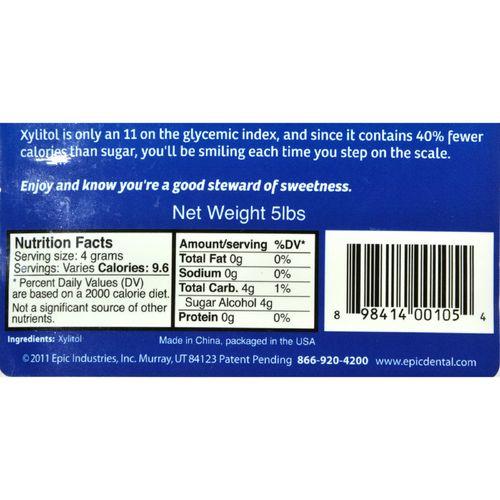 Epic Dental - 100 Percent Xylitol Sweetener - Pouch - 5 lb