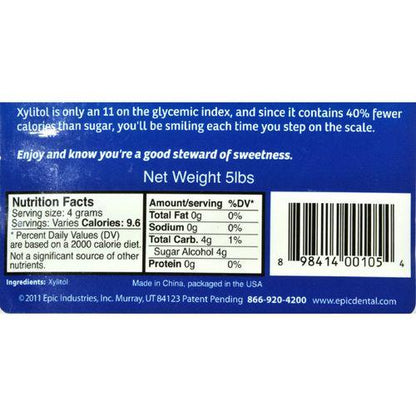 Epic Dental - 100 Percent Xylitol Sweetener - Pouch - 5 lb