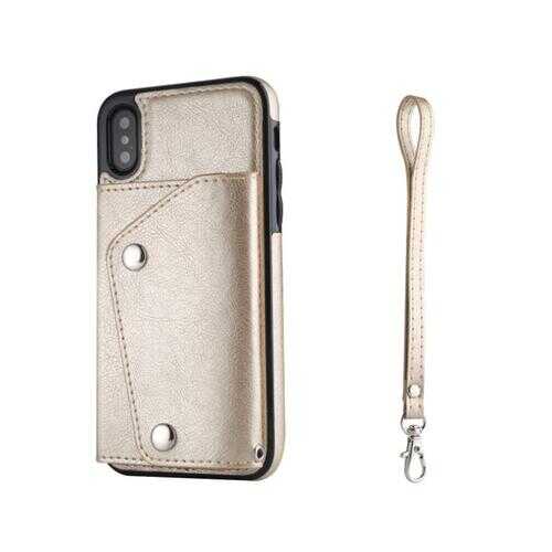 Minimal Case with Wallet for Apple Phones -Color: GOLD, Size: iPhone - X