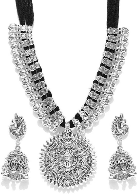 Trendy Designer German Silver Thread Necklace Set