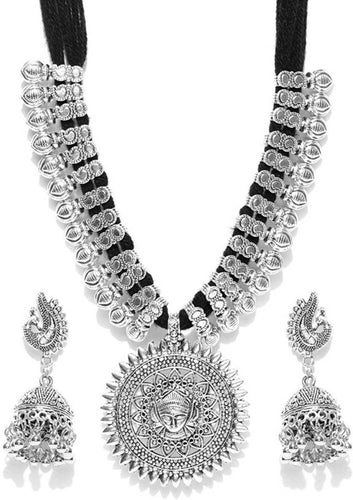 Trendy Designer German Silver Thread Necklace Set