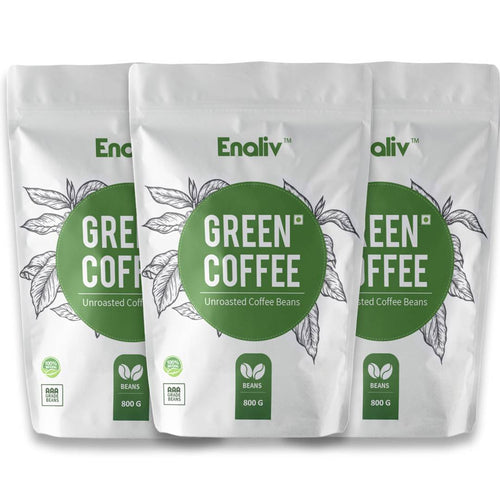 Enaliv Organic Premium AAA Grade Arabica Green Coffee Beans for strengthening Immunity,Detoxification and Weight Loss 800 G x 3(Pack of 3)