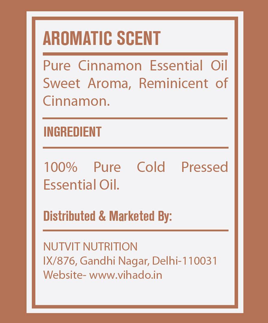 Cinnamon Essential Oil 100% for Diffusers, Toilets, Wardrobes, Concentration & Spirituality (10 ml) (Pack Of 4)