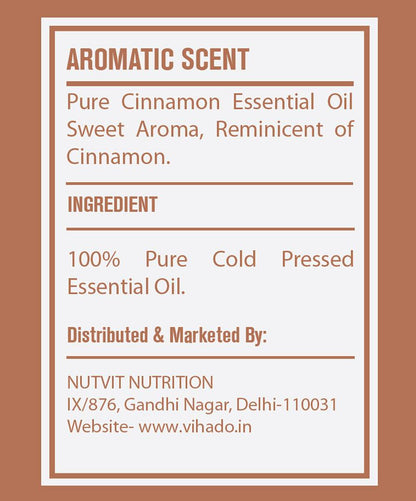 Cinnamon Essential Oil 100% for Diffusers, Toilets, Wardrobes, Concentration & Spirituality (10 ml) (Pack Of 4)