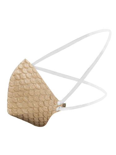 Vastramay Unisex 3 -Ply Fish Scales Embroidered Reusable Anti-Pollution, Comfortable Large Coverage with Head Band Wellness Masks In Gold - Pack Of 1