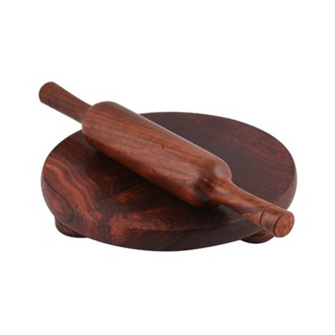 Wooden Chakla Belan Set With One Wooden Ladle
