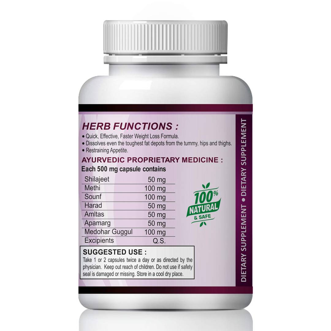 Weight Loss Herbal Capsules For Helps To Your Fat Burning 100% Ayurvedic Pack Of 1