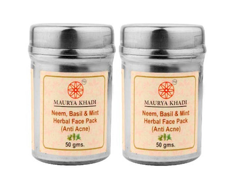 Maurya Khadi Herbal Anti Acne Neem, Basil & Mint Face Pack Set Of 2