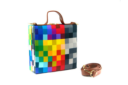 Women's Regular Size Printed Multicoloured Silk Box Clutcher