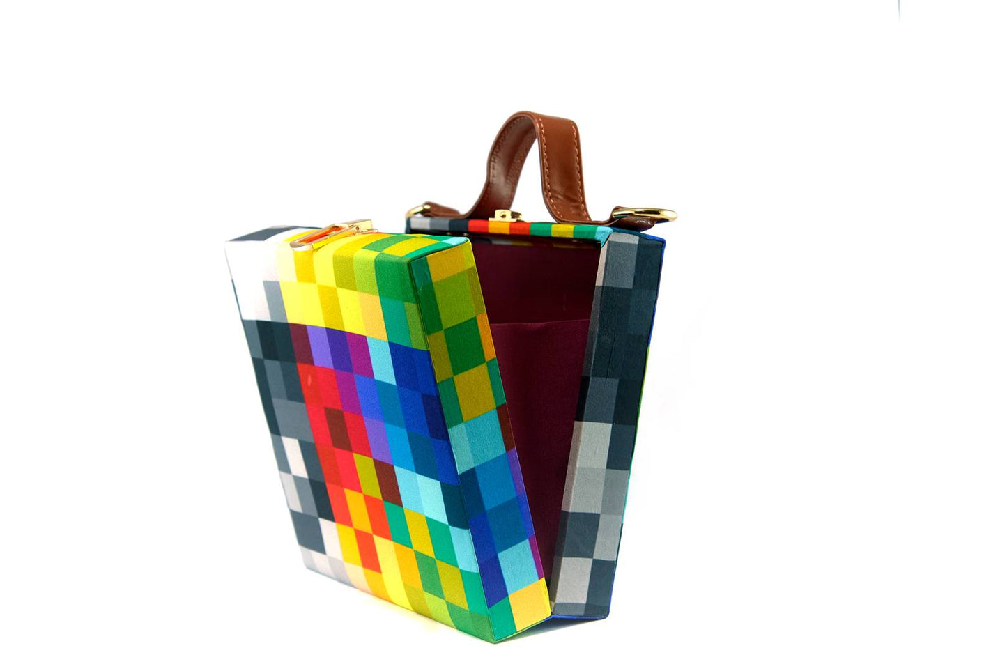 Women's Regular Size Printed Multicoloured Silk Box Clutcher