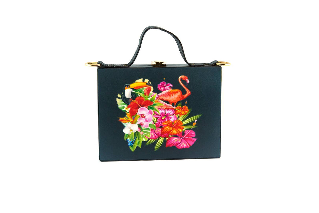Women's Regular Size Printed Multicoloured Silk Box Clutcher