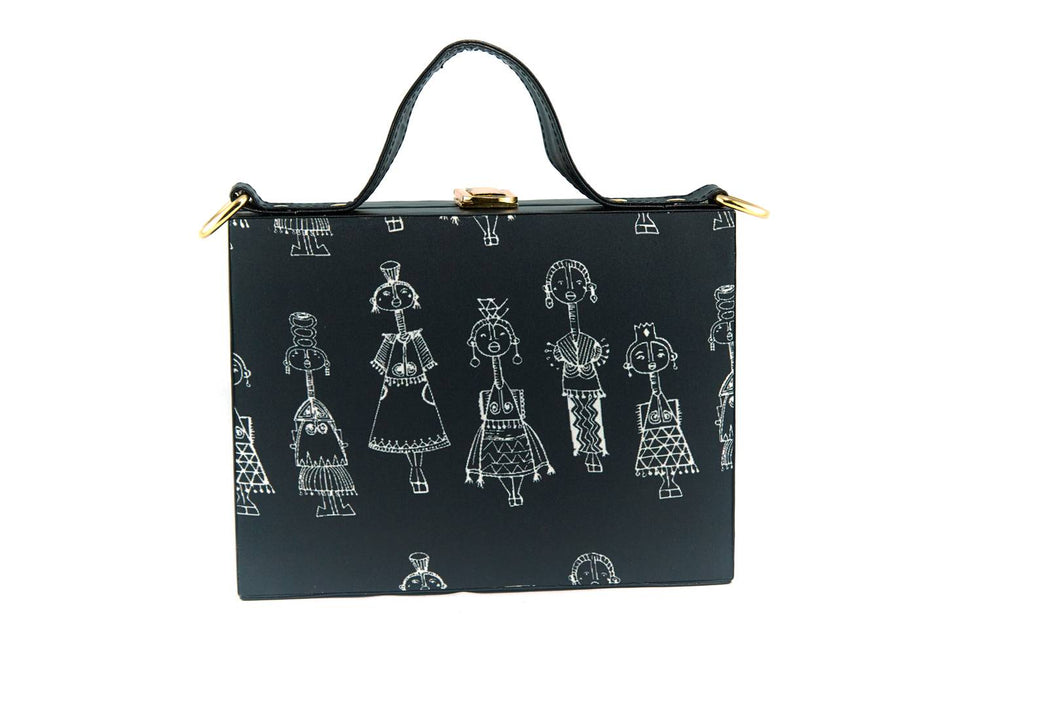 Women's Regular Size Printed Multicoloured Silk Box Clutcher