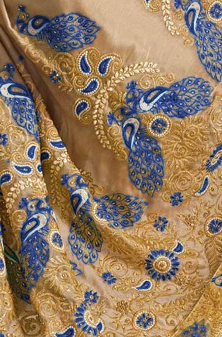 Beautiful Silk Blend Embroidered Saree with Blouse piece