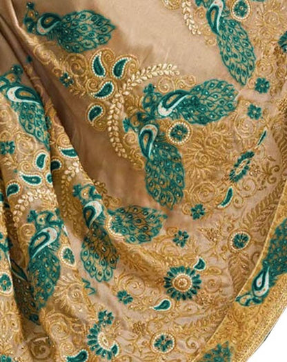 Beautiful Silk Blend Embroidered Saree with Blouse piece