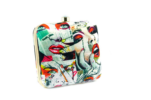 Women's Hand Box Clutch with Detachable Sling (Multicolour)