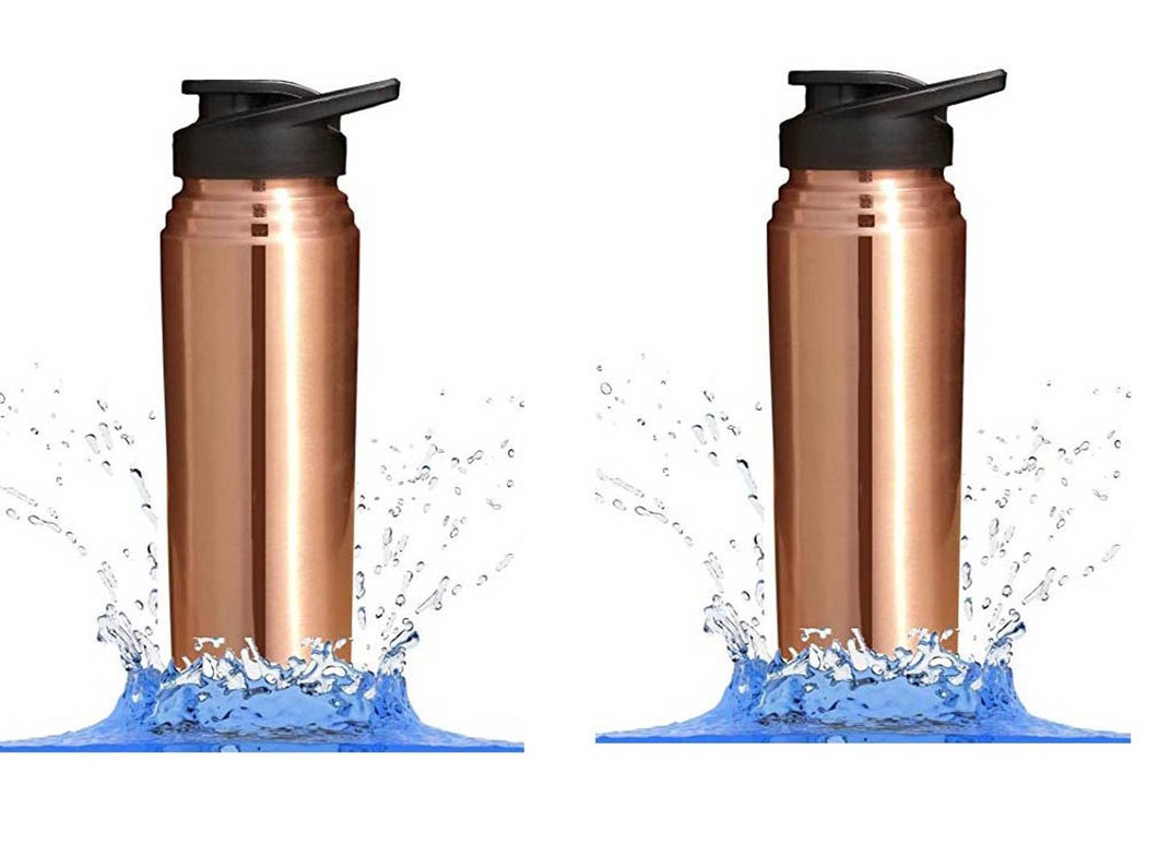 Copper Bottle With Round Lid (Pack Of 2)