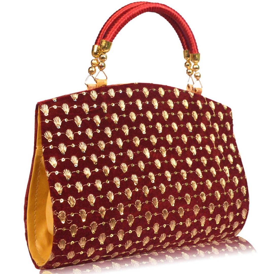Trendy Velvet Party Wear Bridal Clutch