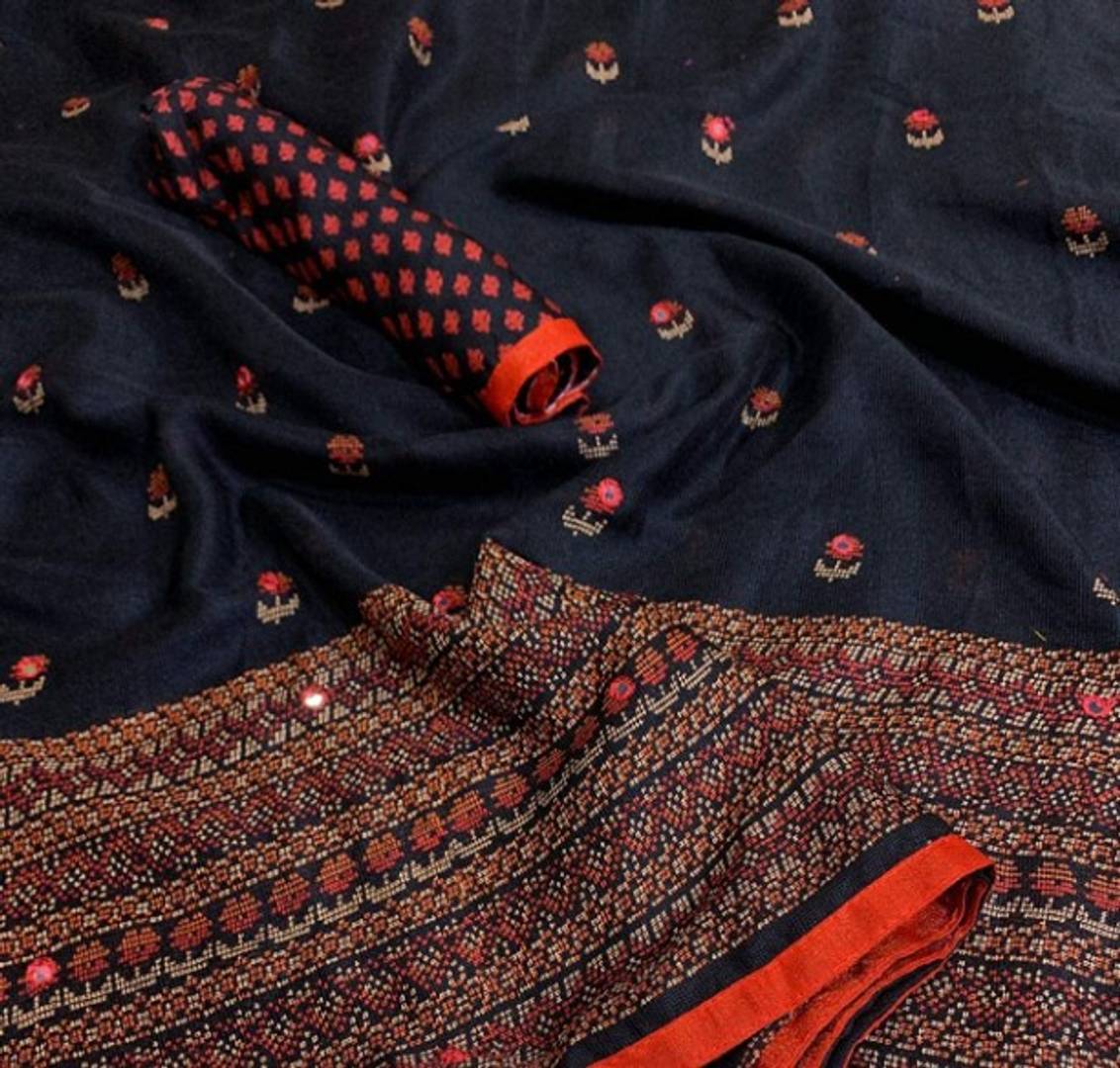 Stylish Jute Cotton Printed Saree with Blouse Piece